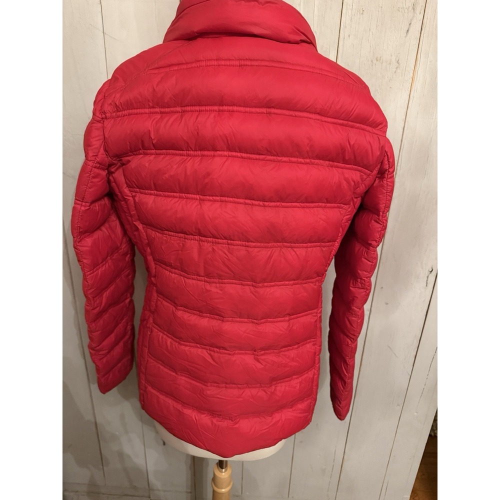 MICHAEL KORS Red Quilted Lg Packable Puffer Down Jacket Coat Gold Zip L5 - Picture 6 of 9